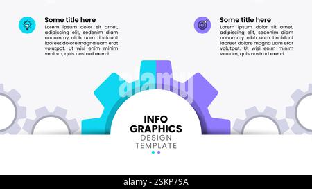 Infographic template with icons and 2 options or steps. Gear . Can be used for workflow layout, diagram, banner, webdesign. Vector illustration Stock Vector