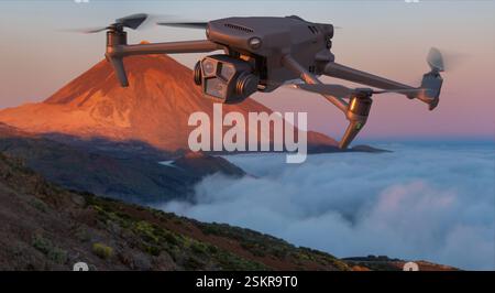 DJI Mavic 3 Pro drone in the air Stock Photo