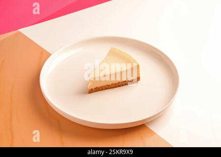 Plain Cheese cake served on a plate. Stock Photo