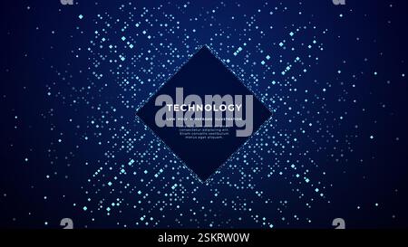 Technology futuristic background with glowing light blue pixels Stock Vector