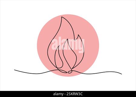 Bonfire continuous single line art drawing of outline vector art Stock Vector