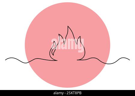 Bonfire continuous single line art drawing of outline vector art Stock Vector