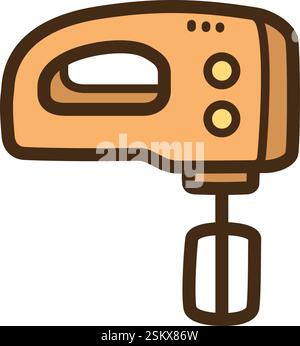 Egg beater vector doodle illustration and graphic. Part of home appliance category. Stock Vector