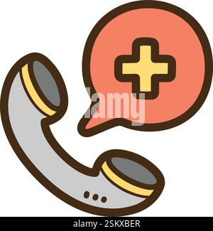 Call center vector doodle illustration and graphic. Part of health and medicines category. Stock Vector