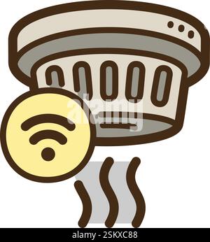 Smoke detector vector doodle illustration and graphic. Part of home automation category. Stock Vector