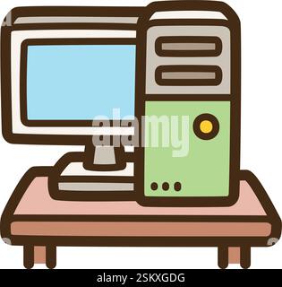Office vector doodle illustration and graphic. Part of home and interior category. Stock Vector