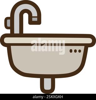 Wash basin vector doodle illustration and graphic. Part of home and interior category. Stock Vector