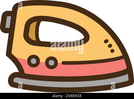 Clothes iron vector doodle illustration and graphic. Part of home appliance category. Stock Vector