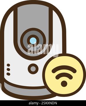 Cctv vector doodle illustration and graphic. Part of home automation category. Stock Vector