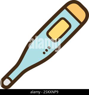 Thermometer vector doodle illustration and graphic. Part of health and medicines category. Stock Vector