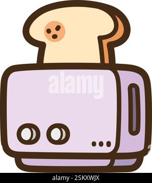 Bread toaster vector doodle illustration and graphic. Part of home appliance category. Stock Vector