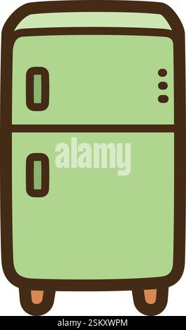 Refrigerator vector doodle illustration and graphic. Part of home appliance category. Stock Vector