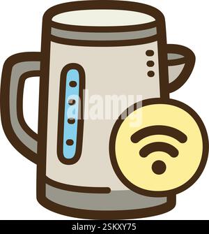 Kettle vector doodle illustration and graphic. Part of home automation category. Stock Vector
