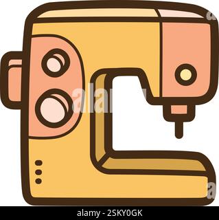Sewing machine vector doodle illustration and graphic. Part of home appliance category. Stock Vector