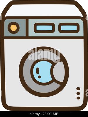 Washing machine vector doodle illustration and graphic. Part of home appliance category. Stock Vector