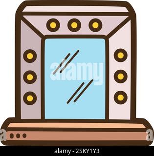 Makeup room vector doodle illustration and graphic. Part of home and interior category. Stock Vector