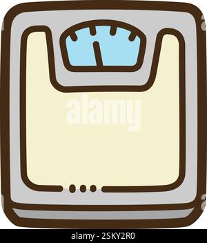 Body scale vector doodle illustration and graphic. Part of home appliance category. Stock Vector
