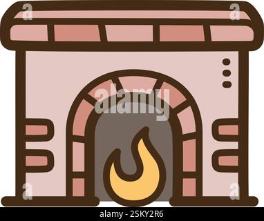 Fireplace vector doodle illustration and graphic. Part of home and interior category. Stock Vector