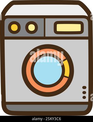 Laundry room vector doodle illustration and graphic. Part of home and interior category. Stock Vector