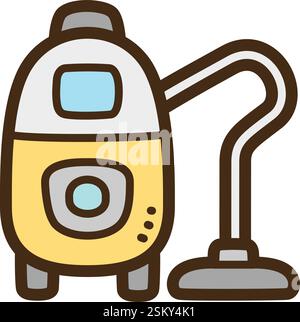 Vacuum cleaner vector doodle illustration and graphic. Part of home appliance category. Stock Vector