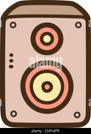 Loudspeaker vector doodle illustration and graphic. Part of home appliance category. Stock Vector