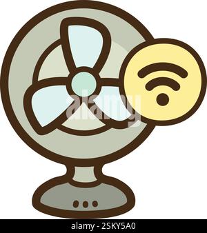 Electric fan vector doodle illustration and graphic. Part of home automation category. Stock Vector