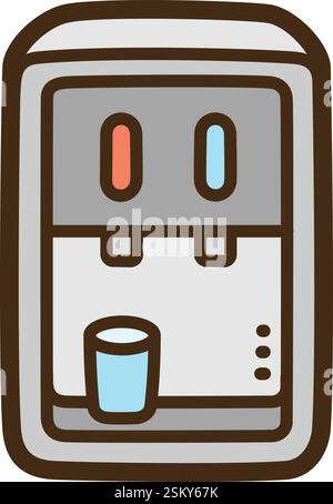 Water dispenser vector doodle illustration and graphic. Part of home appliance category. Stock Vector