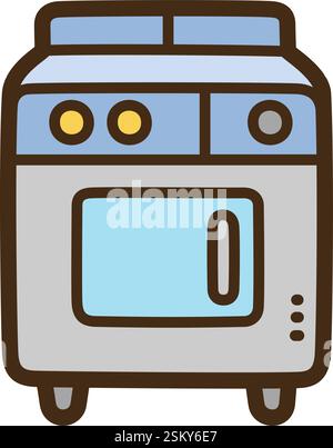 Kitchen range vector doodle illustration and graphic. Part of home appliance category. Stock Vector