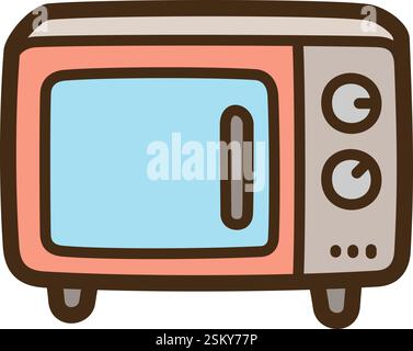 Microwave vector doodle illustration and graphic. Part of home appliance category. Stock Vector