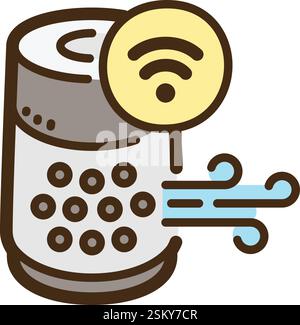 Air purifier vector doodle illustration and graphic. Part of home automation category. Stock Vector