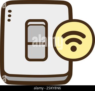 Smart switch vector doodle illustration and graphic. Part of home automation category. Stock Vector