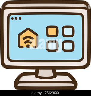 Dashboard vector doodle illustration and graphic. Part of home automation category. Stock Vector