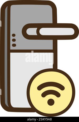 Door lock vector doodle illustration and graphic. Part of home automation category. Stock Vector