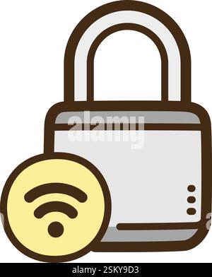Padlock vector doodle illustration and graphic. Part of home automation category. Stock Vector