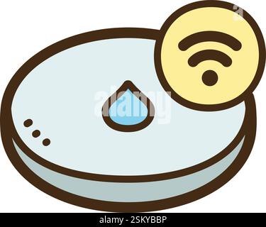 Water sensor vector doodle illustration and graphic. Part of home automation category. Stock Vector