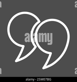 A set of round quotation marks in white on a dark gray background. Stock Vector