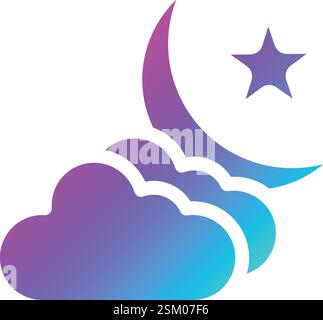 Cloud And Moon Vector Icon Design Illustration Stock Vector