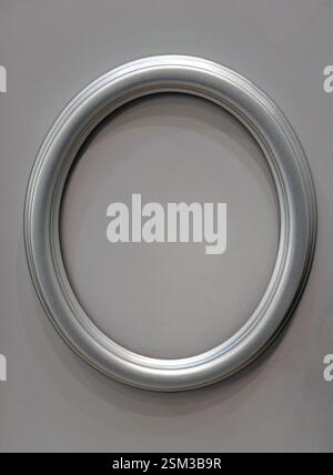 New Empty Oval Shape Silver Picture Frame Copy Space Stock Photo
