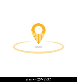 Map pin icon, yellow location item, place icon for travel navigation on a transparent background, position on the map Stock Vector