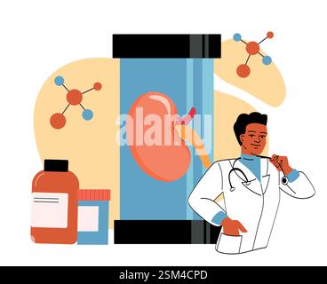 Kidney health and medical treatment concept illustration. Stock Vector
