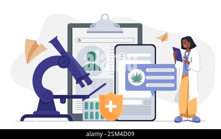 Medical cannabis research and healthcare concept illustration. Stock Vector