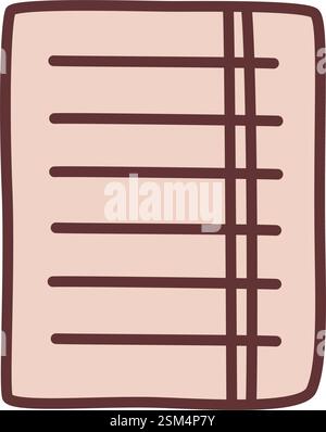 Doodle Paper Piece icon hand drawn with thin line in minimalistic style and colored Stock Vector