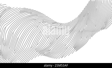Abstract curved line pattern design. Gray flowing lines create topography effect. Website background banner presentation template. Minimalist line art Stock Vector