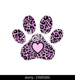 Paw print filled with leopard pattern. Stock Vector