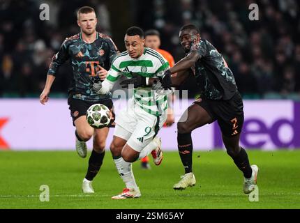 Celtic's Adam Idah (left) and Bayern Munich's Kingsley Coman after the