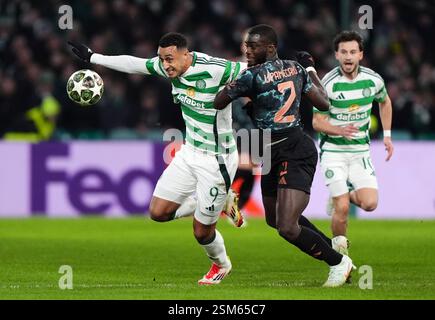 Celtic's Adam Idah (left) and Bayern Munich's Kingsley Coman after the