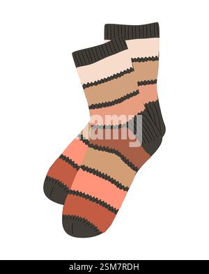 A pair of striped knitted socks vector isolated Stock Vector