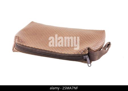 old brown leather bag isolated on white background Stock Photo