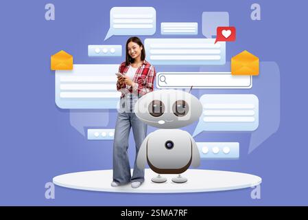 Modern virtual assistant technology enhances communication and user engagement Stock Photo