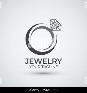 Luxury jewelry ring abstract logo template design Stock Vector